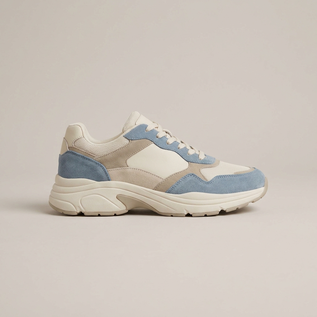 Unisex Chunky Sole Shoes in cream and blue
